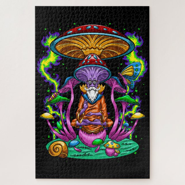Trippy Pyschedelic Mushroom Wizard  Jigsaw Puzzle (Vertical)