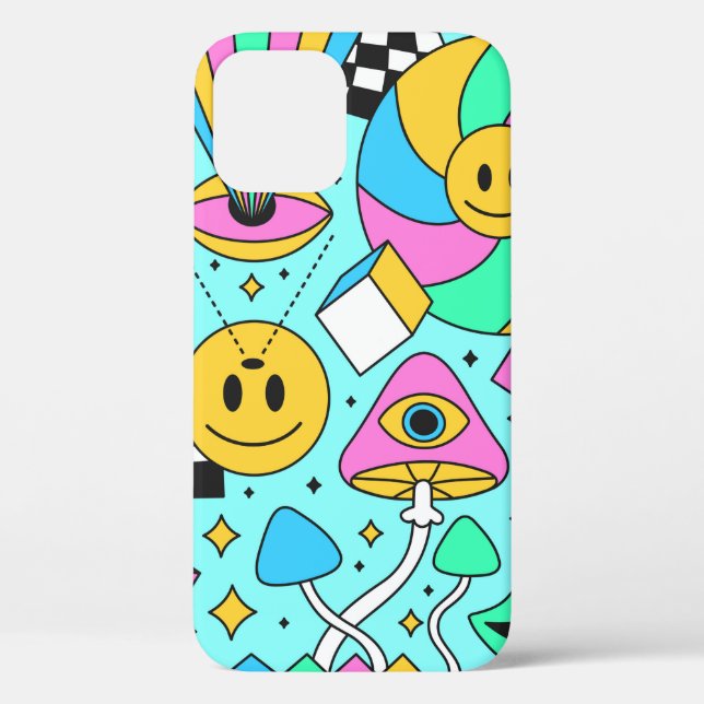Trippy rainbow 60s pop psychedelic seamless patter Case-Mate iPhone case (Back)