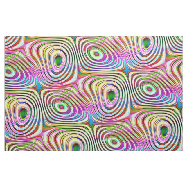 Trippy Rainbow Colours Round Squares Pattern Fabric (Fat Quarter)
