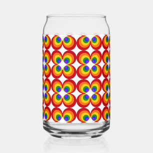 Trippy Rainbow Flowers Can Glass