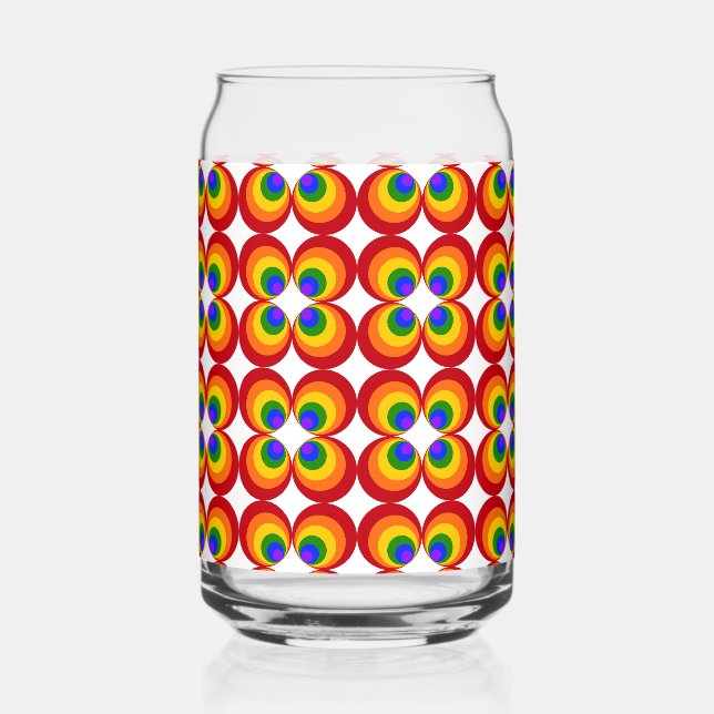 Trippy Rainbow Flowers Can Glass (Front)