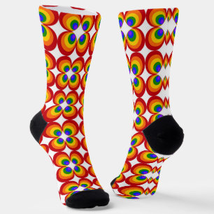Trippy Rainbow Flowers Socks