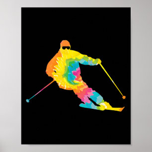 Trippy Rainbow Hippie - Tie-dye Skiing  Poster