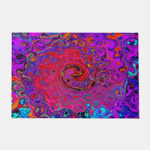 Trippy Red and Purple Abstract Retro Liquid Swirl Doormat