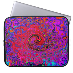 Trippy Red and Purple Abstract Retro Liquid Swirl Laptop Sleeve