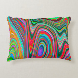 Trippy Red, Green and Blue Abstract Groovy Art Decorative Cushion