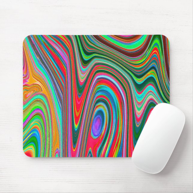 Trippy Red, Green and Blue Abstract Groovy Art Mouse Mat (With Mouse)