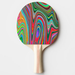 Trippy Red, Green and Blue Abstract Groovy Art Ping Pong Paddle