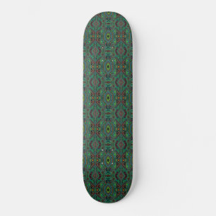 Trippy Retro Black and Lime Green Abstract Pattern Skateboard