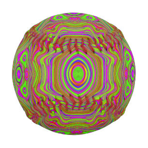 Trippy Retro Chartreuse Magenta Abstract Pattern Baseball