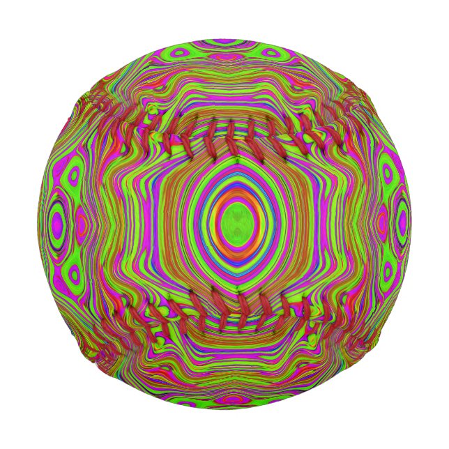 Trippy Retro Chartreuse Magenta Abstract Pattern Baseball (Front)