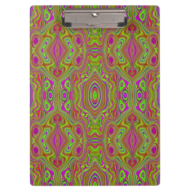 Trippy Retro Chartreuse Magenta Abstract Pattern Clipboard (Front)