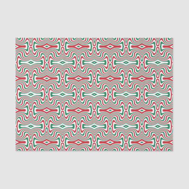 Trippy Retro Groovy Squiggly Christmas Pattern Tissue Paper (Front)