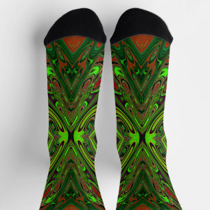 Trippy Retro Lime Green Abstract Butterfly Socks