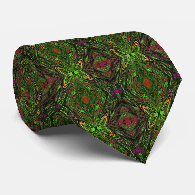 Trippy Retro Lime Green Abstract Butterfly Tie (Rolled)