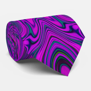 Trippy Retro Magenta and Black Abstract Pattern Tie