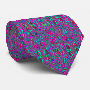 Trippy Retro Magenta, Blue and Green Abstract Tie
