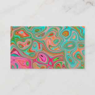 Trippy Retro Orange and Aqua Groovy Abstract Art Business Card