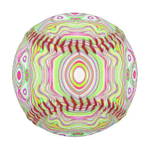 Trippy Retro Pink and Lime Green Abstract Pattern Baseball