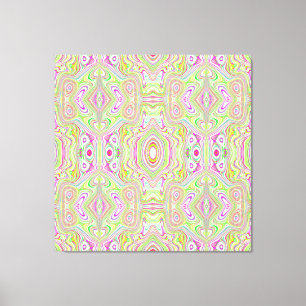 Trippy Retro Pink and Lime Green Abstract Pattern Canvas Print