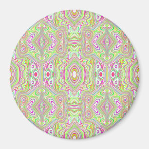 Trippy Retro Pink and Lime Green Abstract Pattern Magnet