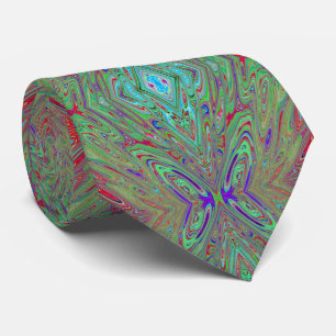Trippy Retro Purple and Green Abstract Butterfly Tie