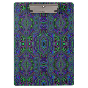Trippy Retro Royal Blue and Lime Green Abstract Clipboard