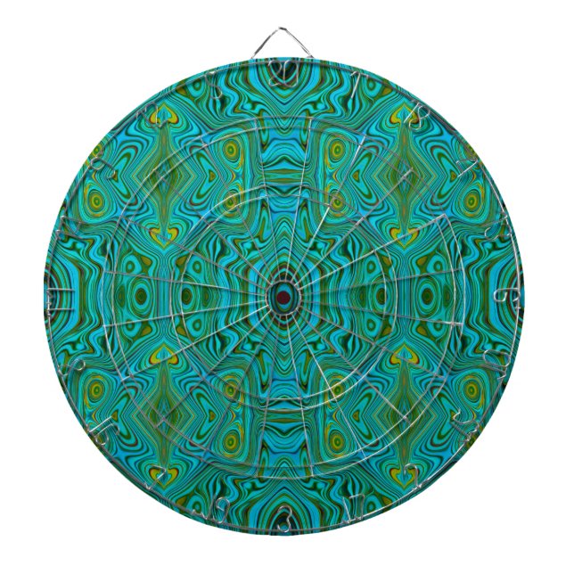 Trippy Retro Turquoise Chartreuse Abstract Pattern Dartboard (Front)