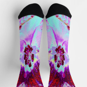 Trippy Retro Turquoise Chartreuse Abstract Pattern Socks