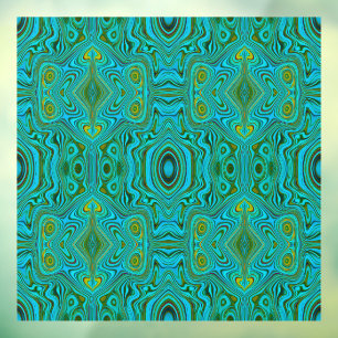 Trippy Retro Turquoise Chartreuse Abstract Pattern Window Cling