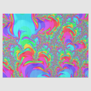 Trippy Retro Vibrant Neon Rainbow Fractal Art Tissue Paper