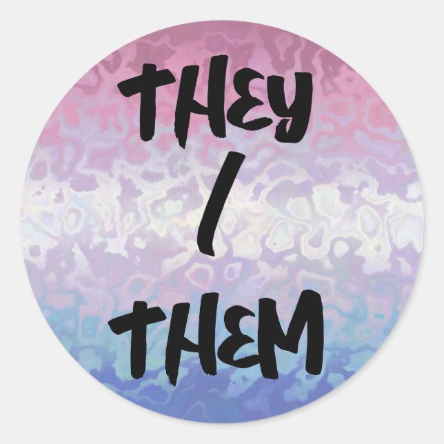 Trippy Ripply Groovy Eccentric Bigender Pride Flag Classic Round Sticker (Front)