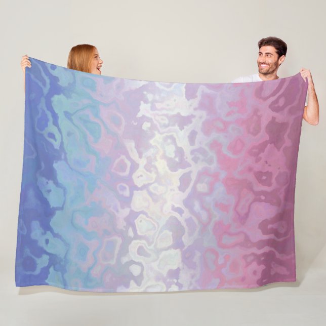 Trippy Ripply Groovy Eccentric Bigender Pride Flag Fleece Blanket (In Situ)