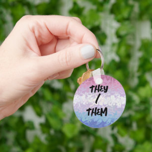 Trippy Ripply Groovy Eccentric Bigender Pride Flag Key Ring