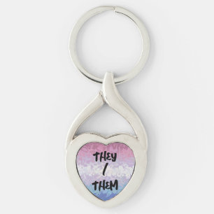 Trippy Ripply Groovy Eccentric Bigender Pride Flag Key Ring