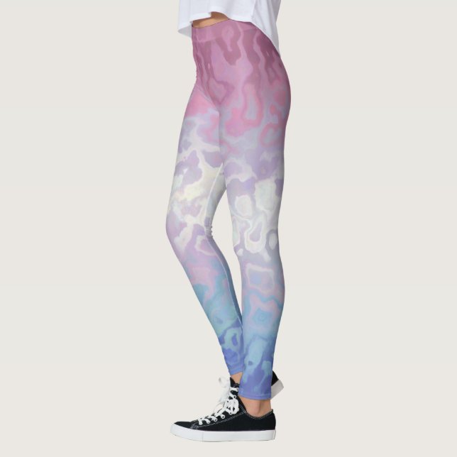 Trippy Ripply Groovy Eccentric Bigender Pride Flag Leggings (Left)