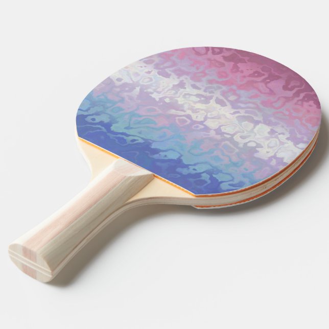 Trippy Ripply Groovy Eccentric Bigender Pride Flag Ping Pong Paddle (Front Angle)