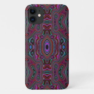 Trippy Seafoam Green and Magenta Abstract Pattern iPhone 11 Case