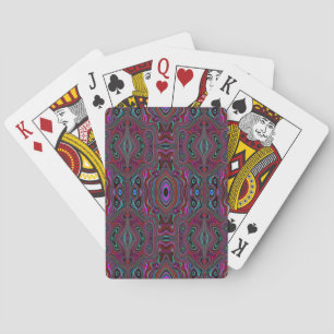 Trippy Seafoam Green and Magenta Abstract Pattern Playing Cards