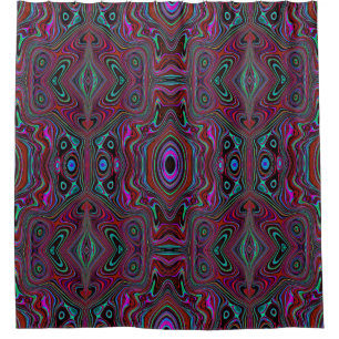 Trippy Seafoam Green and Magenta Abstract Pattern Shower Curtain