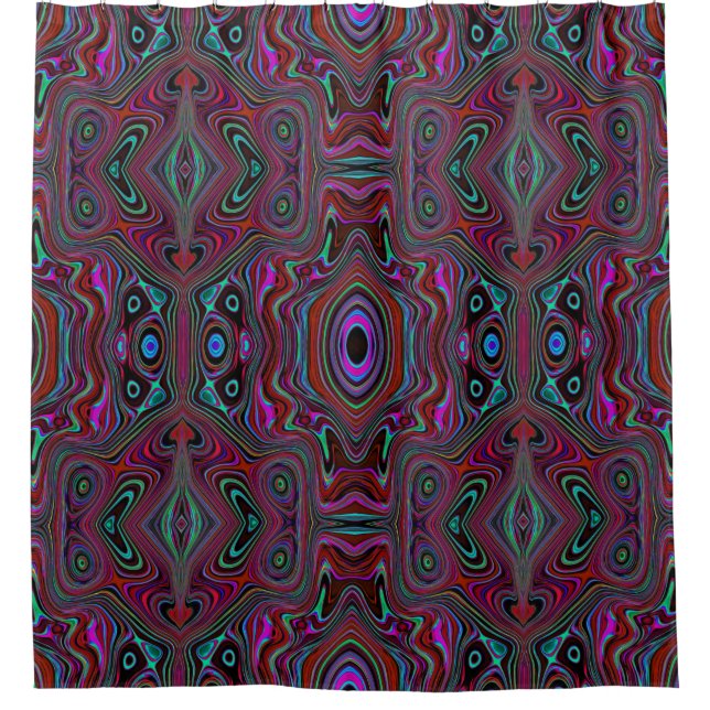 Trippy Seafoam Green and Magenta Abstract Pattern Shower Curtain (Front)