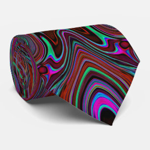 Trippy Seafoam Green and Magenta Abstract Pattern Tie
