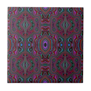 Trippy Seafoam Green and Magenta Abstract Pattern Tile