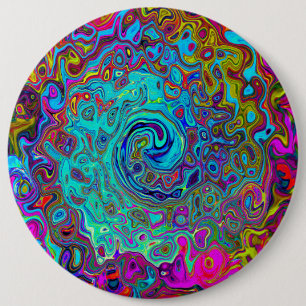 Trippy Sky Blue Abstract Retro Liquid Swirl 6 Cm Round Badge