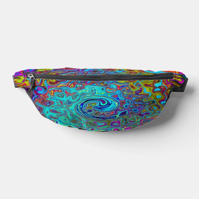 Trippy Sky Blue Abstract Retro Liquid Swirl Bum Bags (Lay Down)