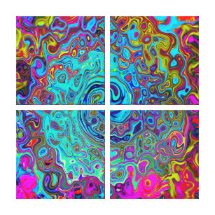 Trippy Sky Blue Abstract Retro Liquid Swirl Canvas Print