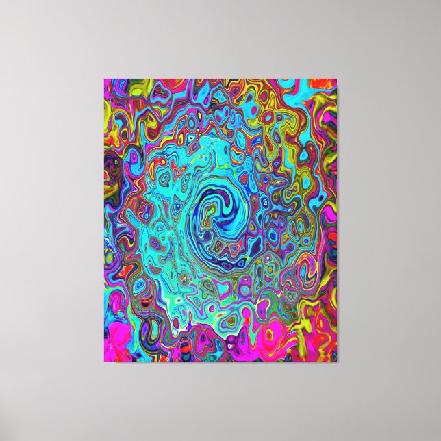 Trippy Sky Blue Abstract Retro Liquid Swirl Canvas Print (Front)
