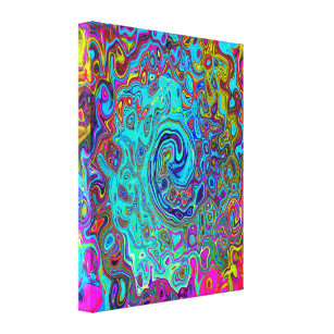 Trippy Sky Blue Abstract Retro Liquid Swirl Canvas Print