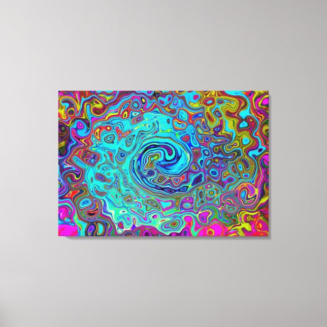 Trippy Sky Blue Abstract Retro Liquid Swirl Canvas Print (Front)