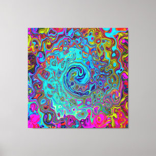 Trippy Sky Blue Abstract Retro Liquid Swirl Canvas Print